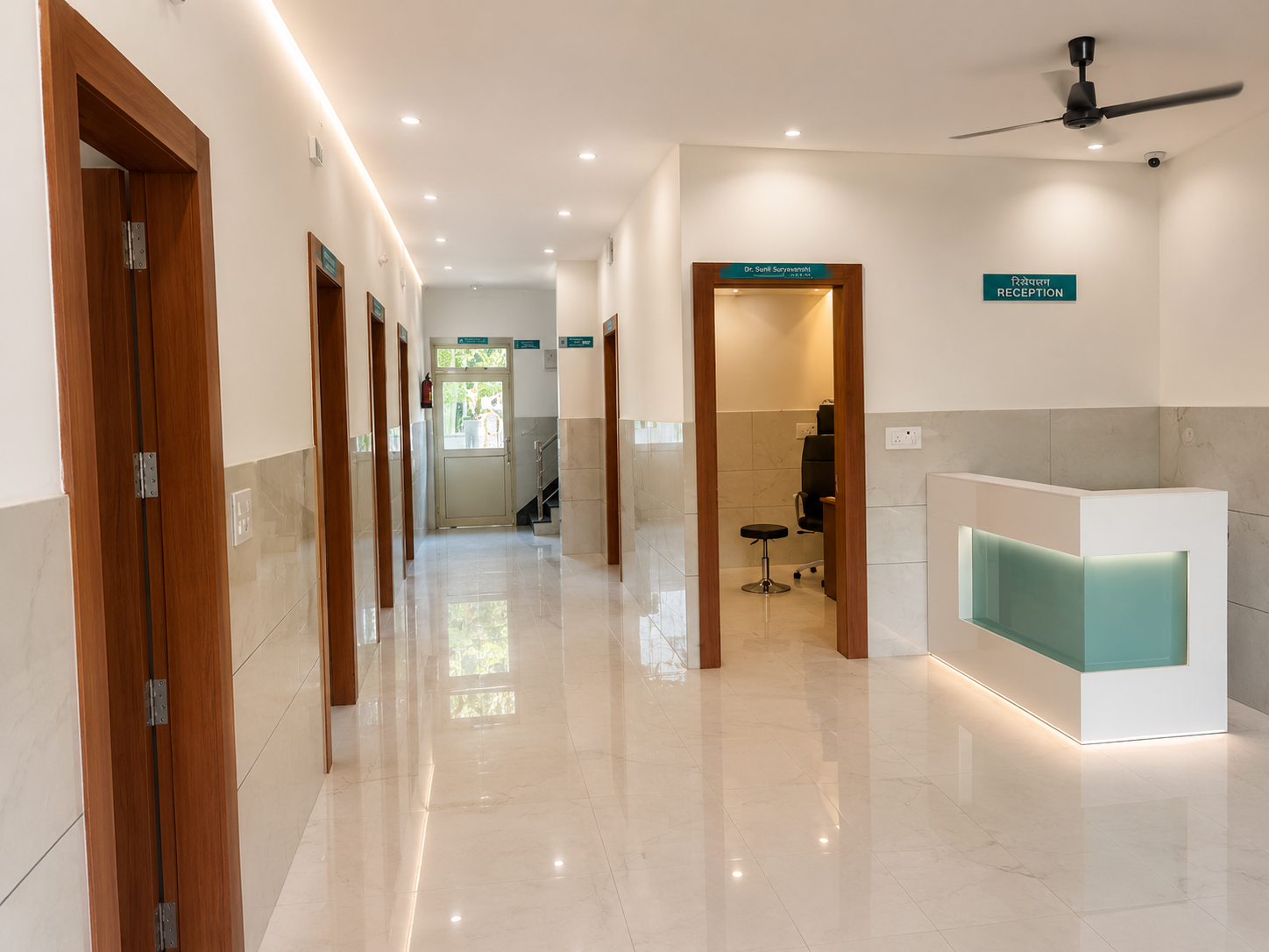 Reception hall and consultation corridor
